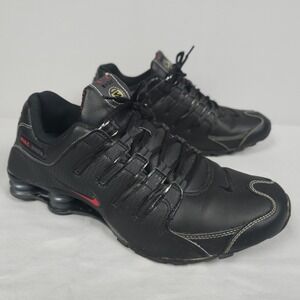 Nike Shox NZ Shoes Men Size 10 Black Varsity Red Leather Retro Sneaker